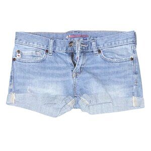 Abercrombie Womens Jean Shorts Size 14 Blue Denim Casual Style With Rolled Hems